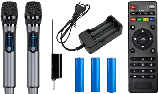 Itens do kit Karaoke Party Box